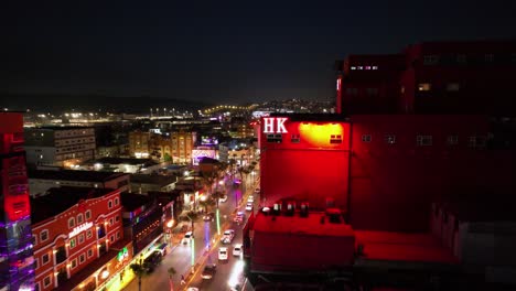 centro tijuana at night flying near hong kong near the us border