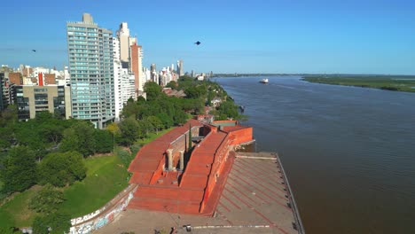 rosario argentina province of santa fe aerial images with drone of the city views of the parana river spain park skyline