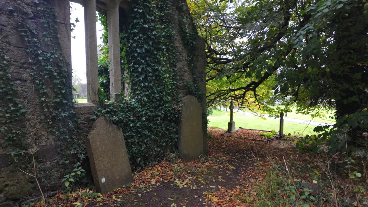 Ireland Epic Locations echoes of the past ruined church supposed to be haunted in rural Ireland bad vibes on an autumn day