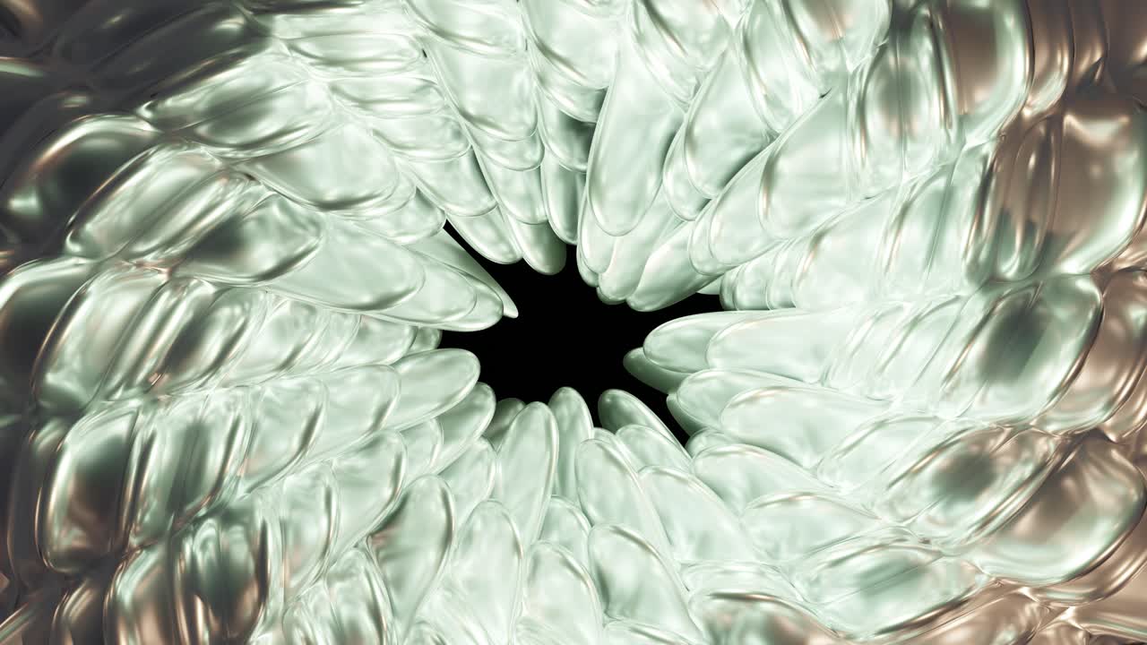 Bright shiny neon iridescent abstract flower growth on dark surface, 3d background