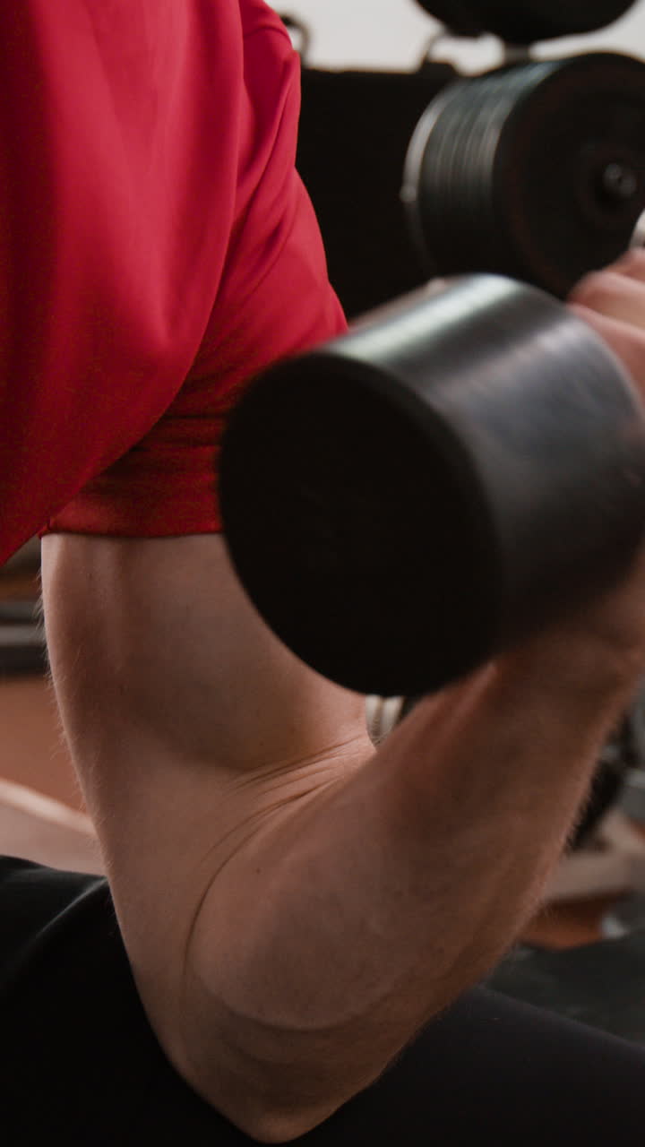 Man working out with weights at the gym