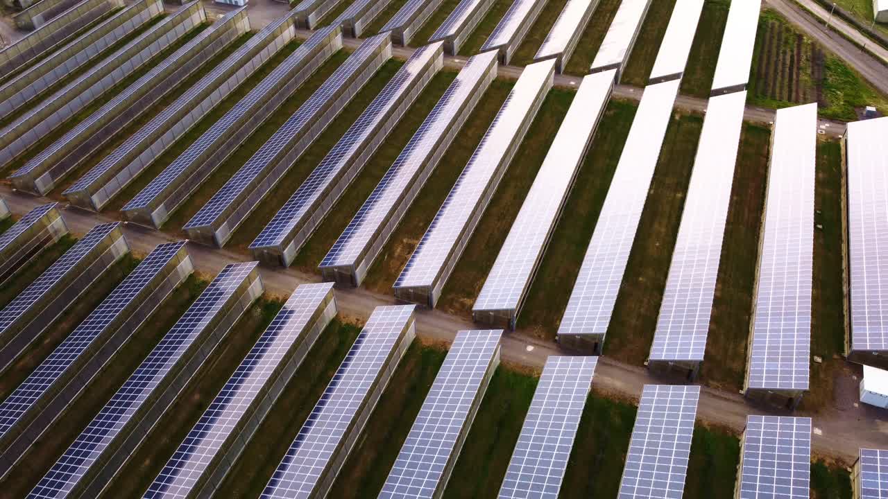A large array of solar-powered greenhouse farm in Sardinia