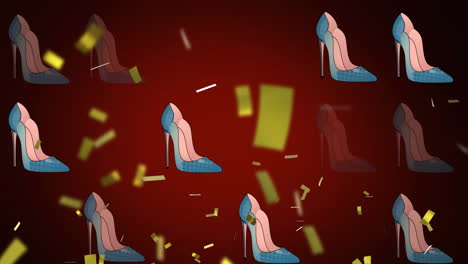animation of blue shoes on red background