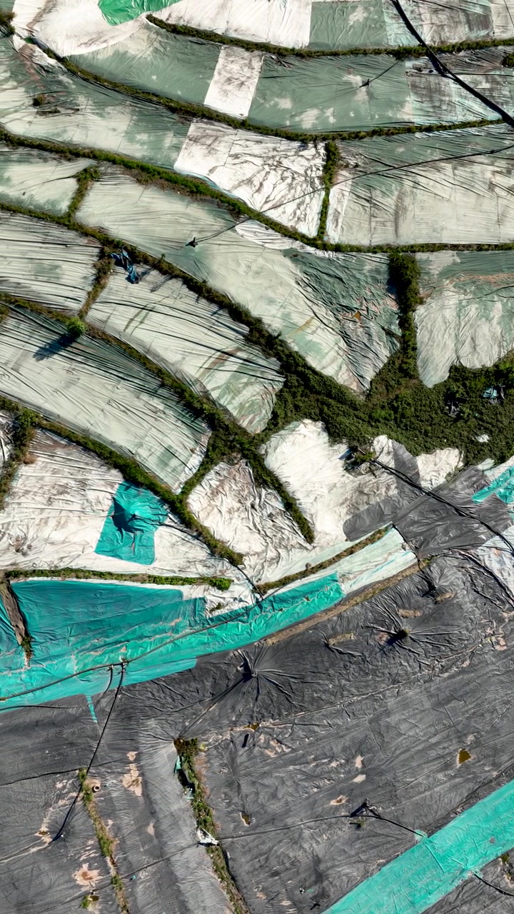 Sanitary Landfill and Waste Management Facility. Biguaçu, Santa Catarina, Brazil. Aerial View. Establishing Shot.