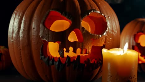 geisterhafte jack-o-lampen mit kerzen