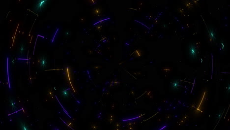 pantalla digital con líneas de neón y elementos de espacio