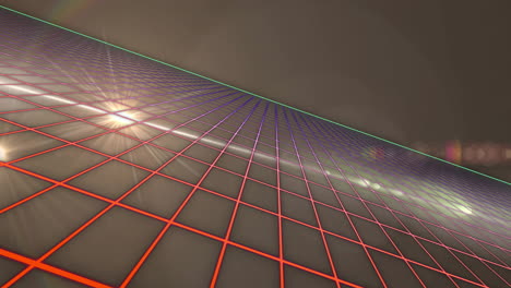 animación de llamaradas de lentes que se mueven en un patrón de cuadrícula contra un fondo abstracto