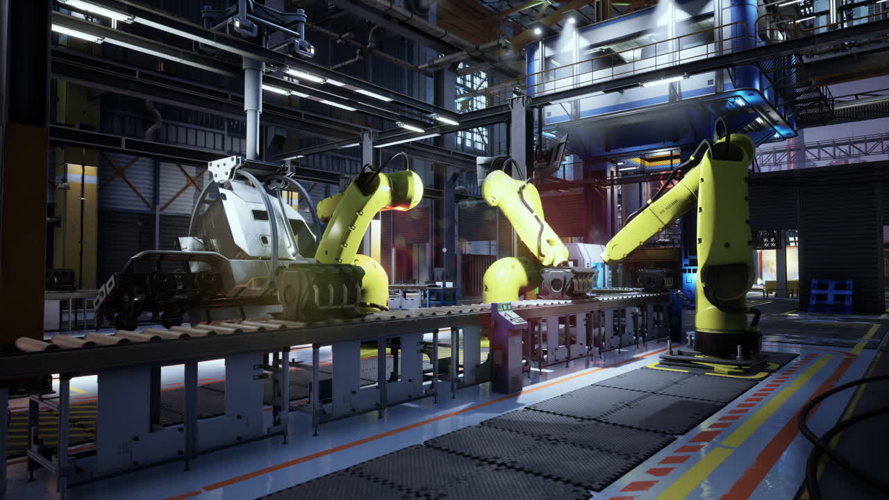 brazos robóticos en una fábrica