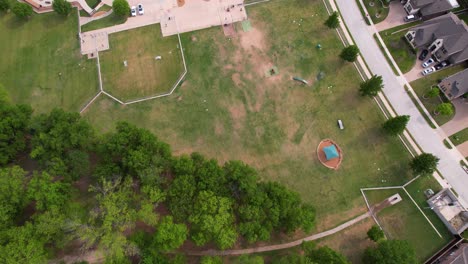 Aerial-footage-of-Freedom-Dog-Park-located-in-Trophy-Club-Texas