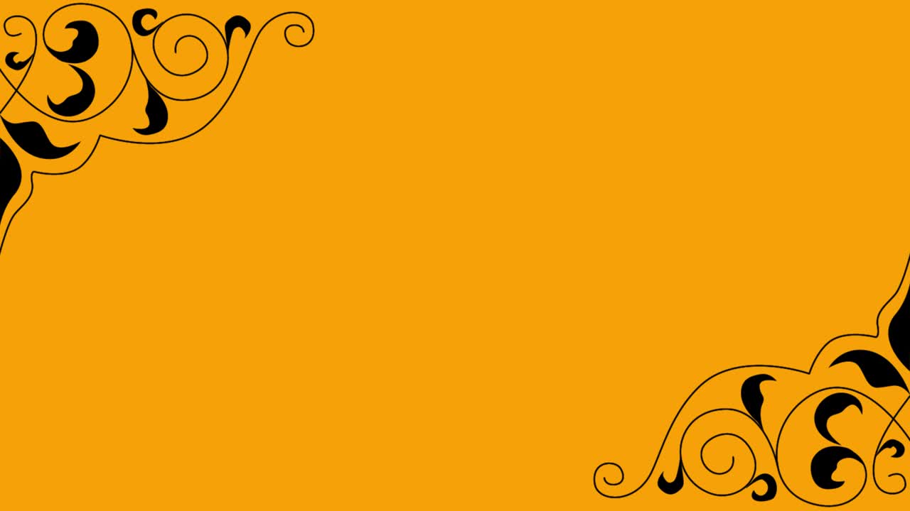 4k formas geométricas abstractas marco, marco rectangular, marco de partículas abstractas limpias fondo naranja en bucle, marco oriental símbolos de oriente medio