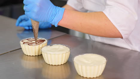 preparing tiramisu desserts