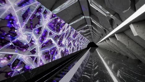 futuristic underground metro station with crystal wall