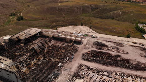 Remnants-Of-DHL-Warehouse-Building-After-Caught-On-Fire-In-Toledo,-Spain