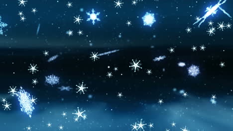 nieve y estrellas cayendo sobre un fondo negro