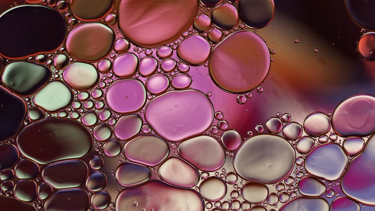 abstract colorido alimentos gotas de aceite burbujas y esferas que fluyen
