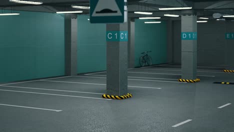 estacionamiento subterráneo sin automóviles. estacionamiento bajo tierra moderno. estacionamiento moderno interior completo. estacionamiento subaterráneo escena de garaje