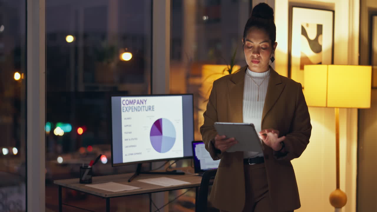 Businesswoman Working Late in Office