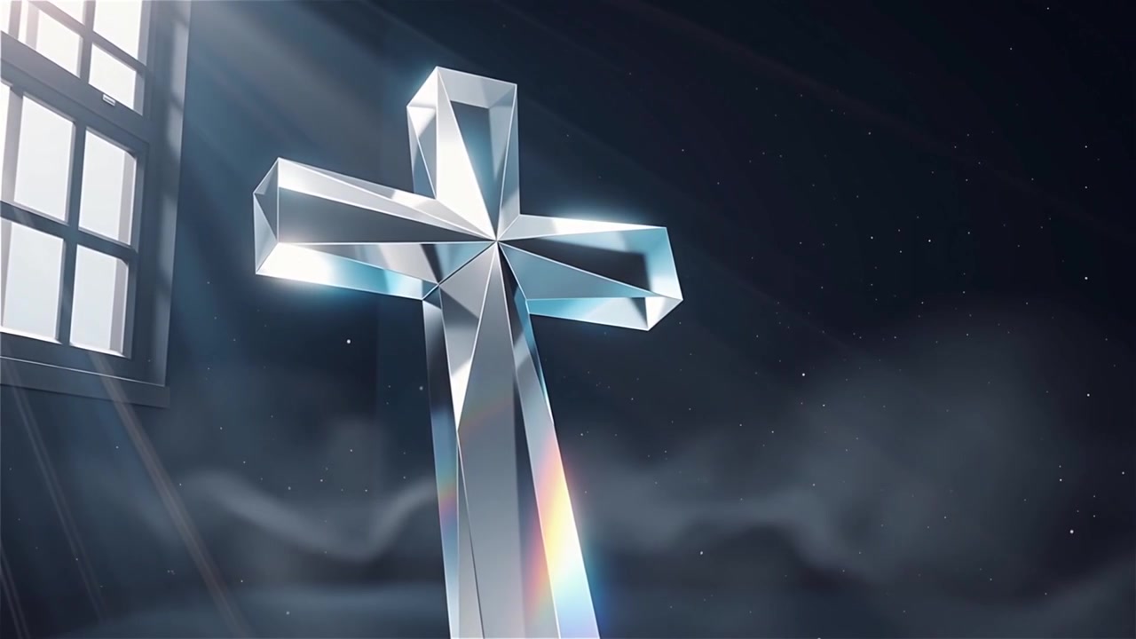 Croce Cristiana Luce Celestiale Sfondo per il Culto.