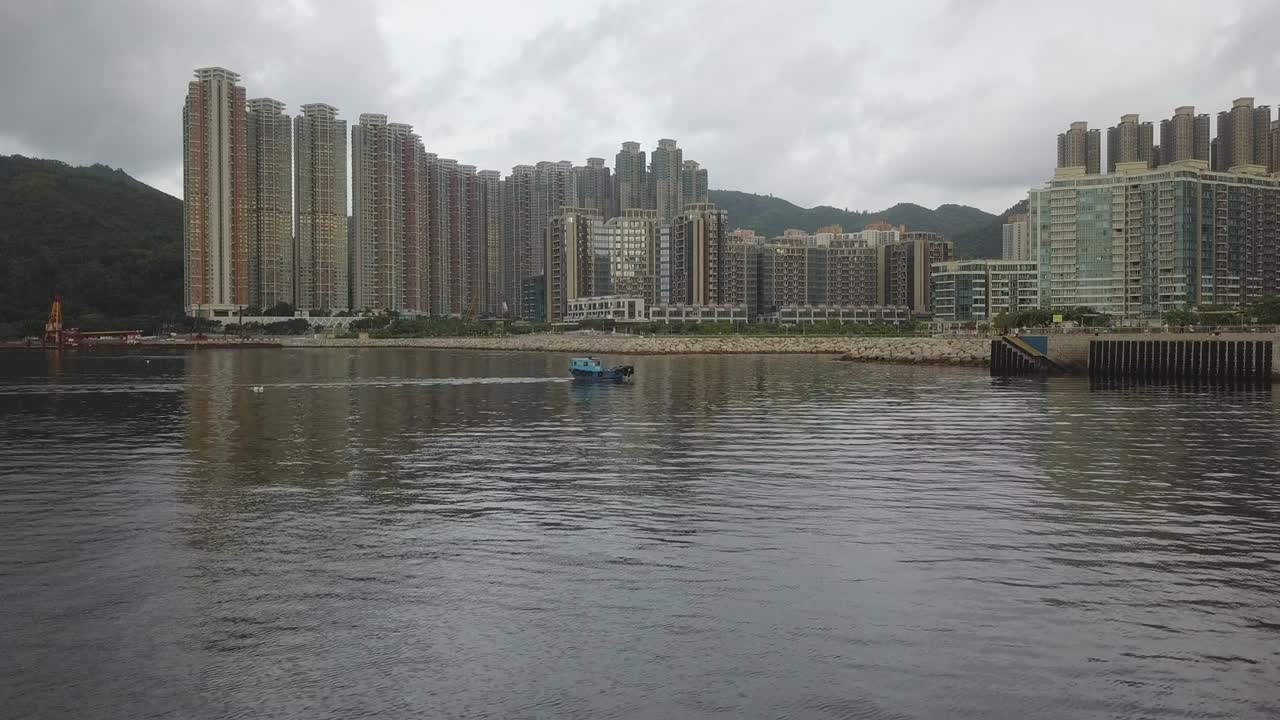 imágenes de aviones no tripulados de la ciudad de tsung kwan o, hong kong