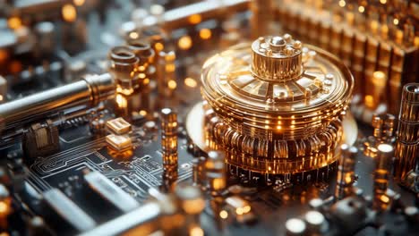 golden gears and circuit board