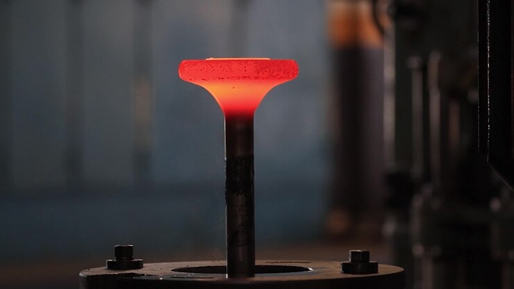 Close view of Engine part with high degree Celsius temperature.