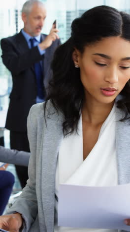 businesswoman looking at document