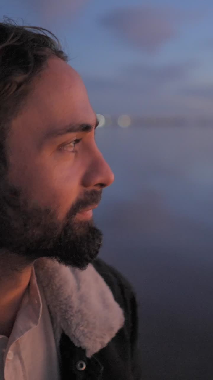 Portraits of a Bearded Man at Dusk
