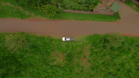 top view of an off-road vehicle parked by the roadside, costa rica