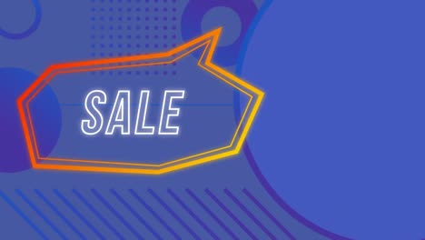 sale graphic in a speech bubble on blue patterned background