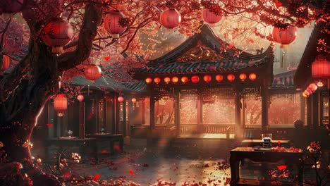 a serene chinese garden in spring