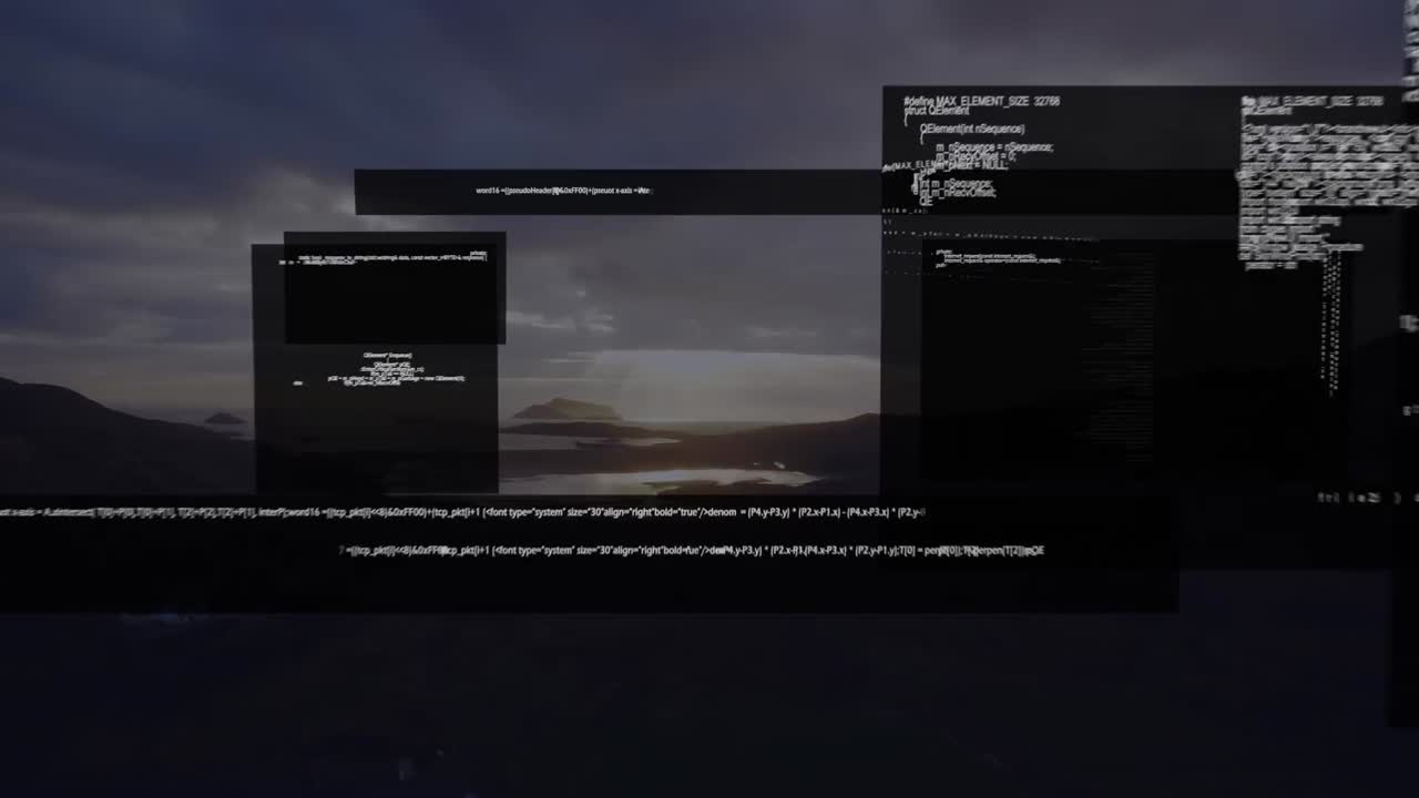 Animation of data processing over seascape