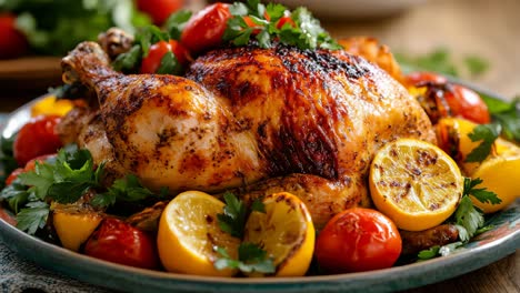 roasted chicken with lemon and vegetables