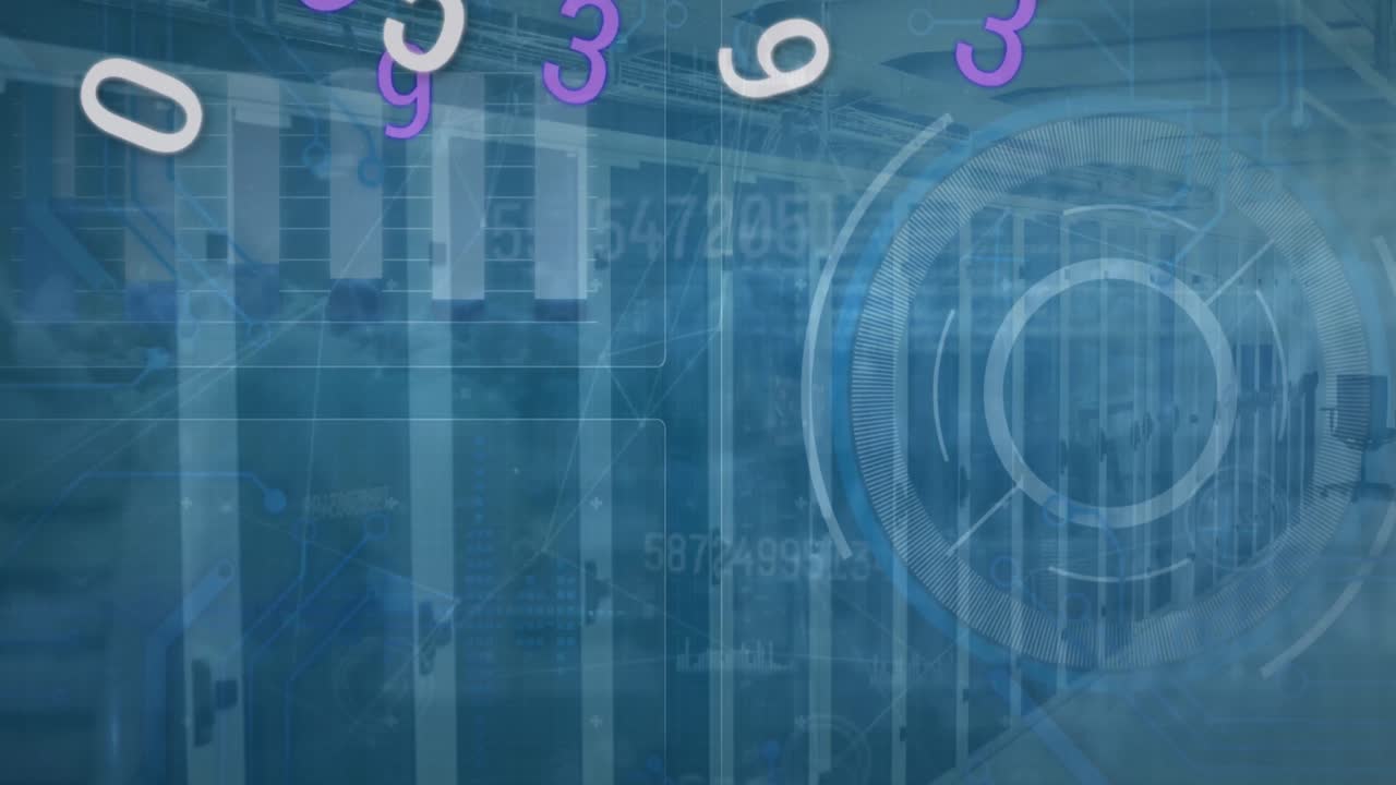 animación de texto comprar obtener símbolos sobre el procesamiento de datos en la celebración de fondo púrpura flotante.