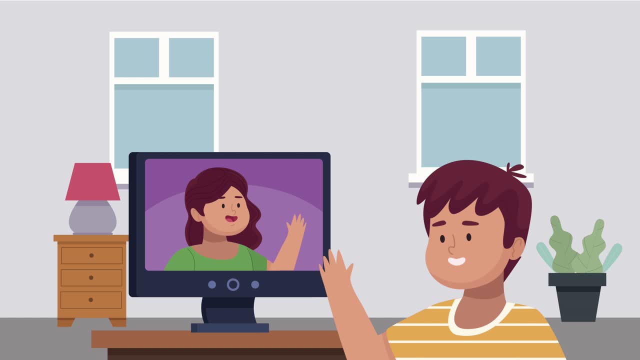 person communicating with video animation
