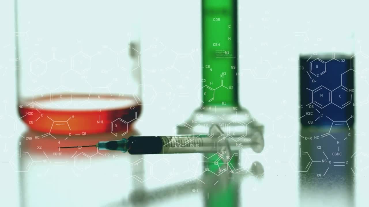 백신과 컵에 대한 데이터 처리 애니메이션