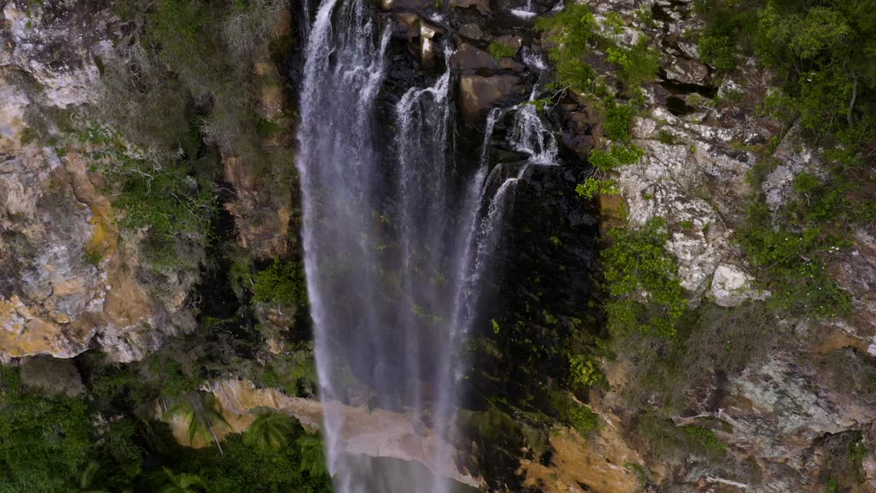 Aerial drone of Puling Brook Falls waterfall in Gold Coast