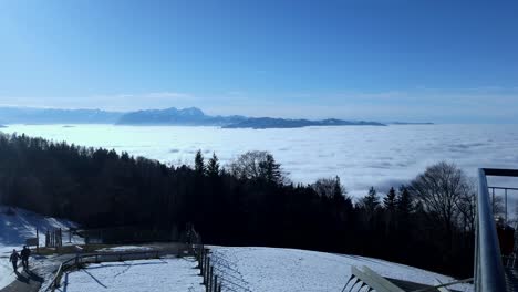 sea of clouds formation during winter in dunsenberg austria