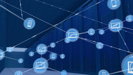 animation of network of connections and data processing over computer servers