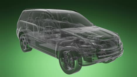 el coche transparente gira.