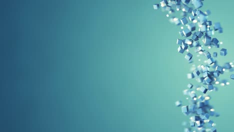 blue cubes are flying spirally and free space seamless loop 3d render animation