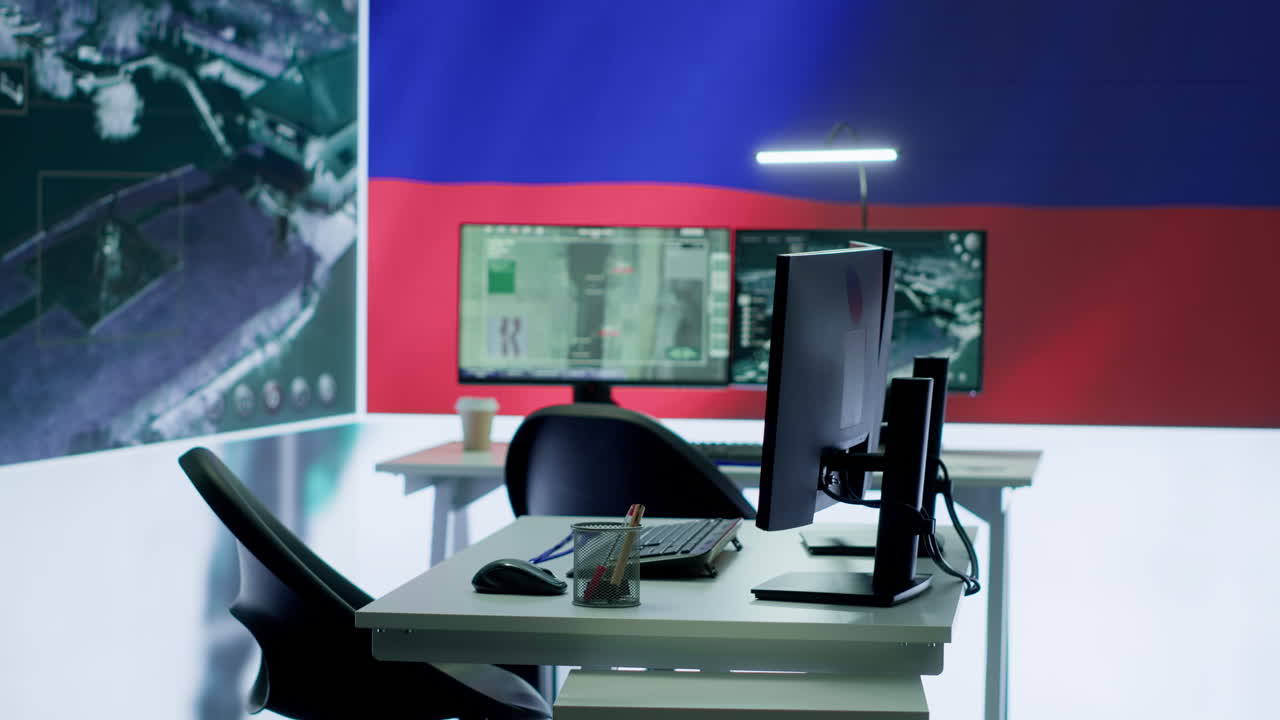 un puesto de control militar de drones difundiendo desinformación para el gobierno ruso.