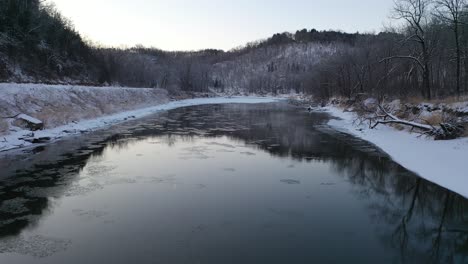 frozen river in winter landscape