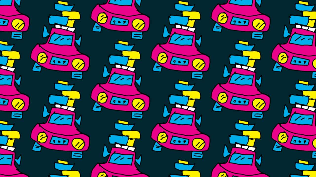 niños dibujando arte pop fondo sin costuras con tema de viaje por carretera