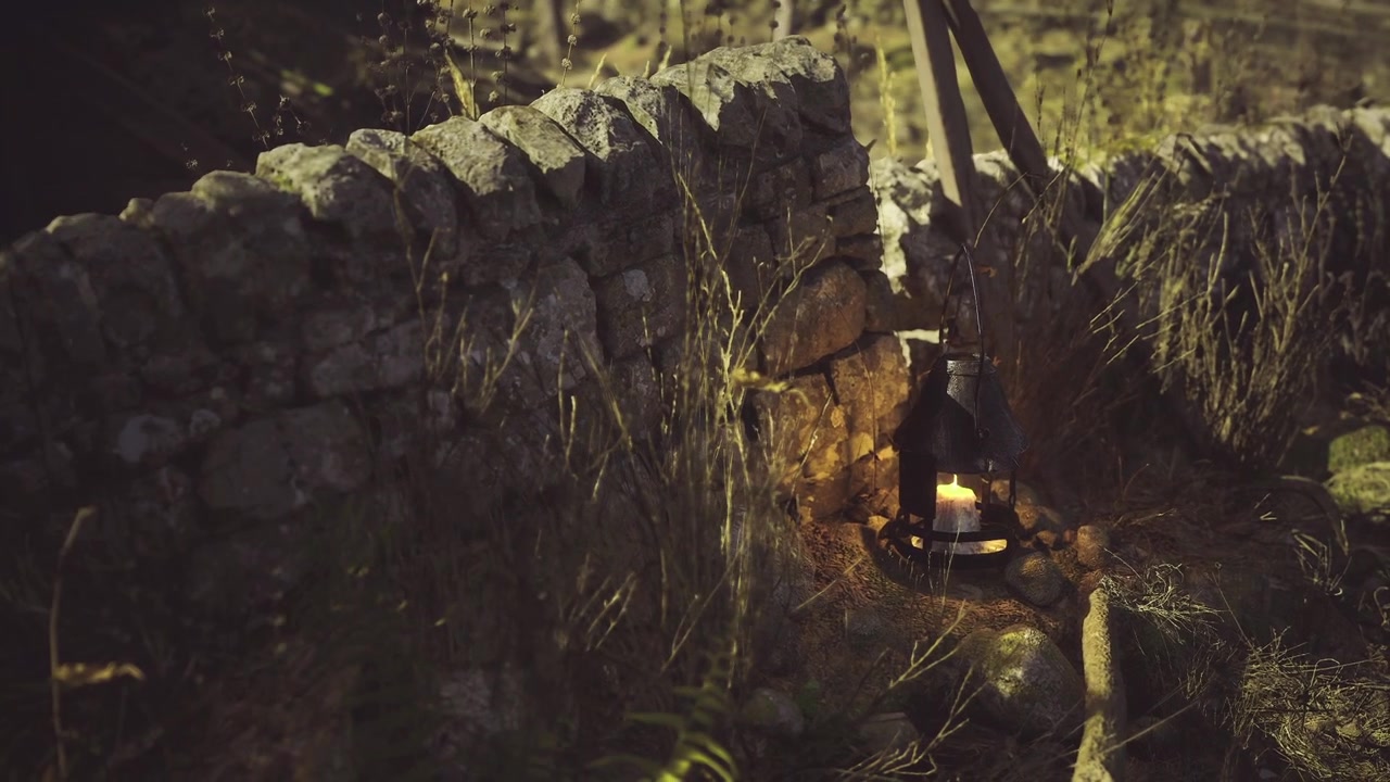 Old lantern symbolism vintage lantern casting gentle glow on aged ruins