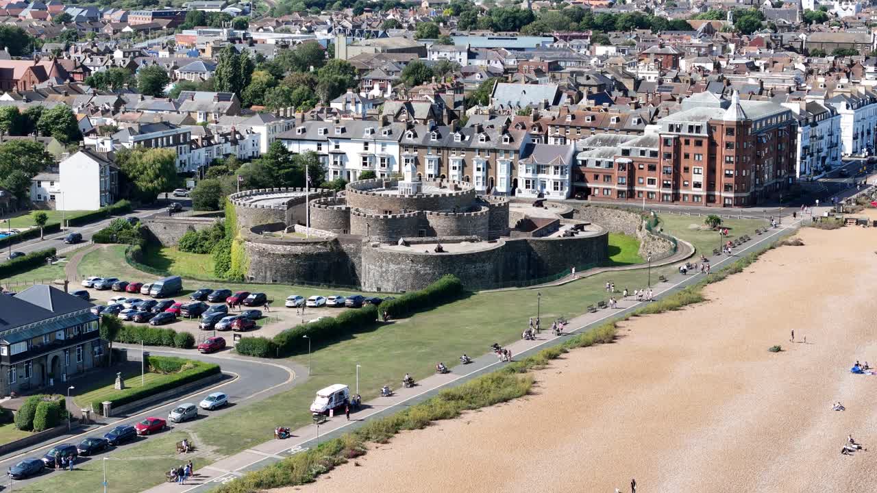 Assending drone,aerial Deal Castle and town Kent UK