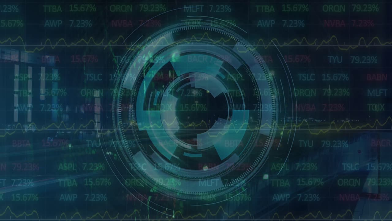 animación del paisaje urbano y procesamiento de datos en la sala del servidor