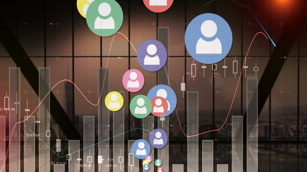 Animation of icons over statistics