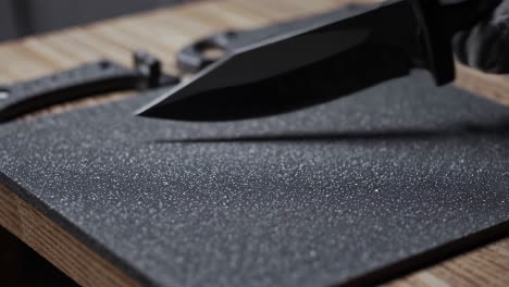 knife sharpening on a grinding stone