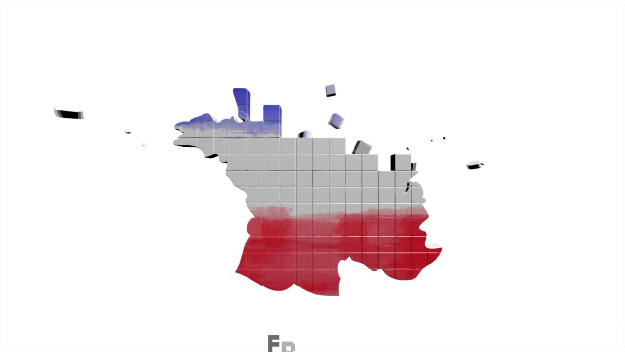 프랑스 지도는 지역별로 소개됩니다. 4k 애니메이션 프랑스 지도 소개 배경은 국가가 하나씩 나타나고 사라지고 카메라 움직임이 있습니다.