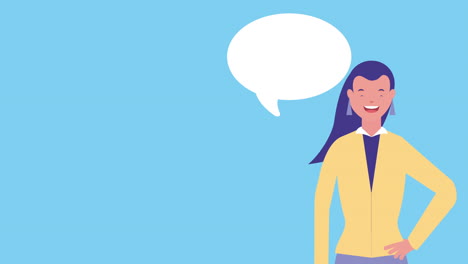 mujer de negocios con carácter de avatar de burbuja de habla